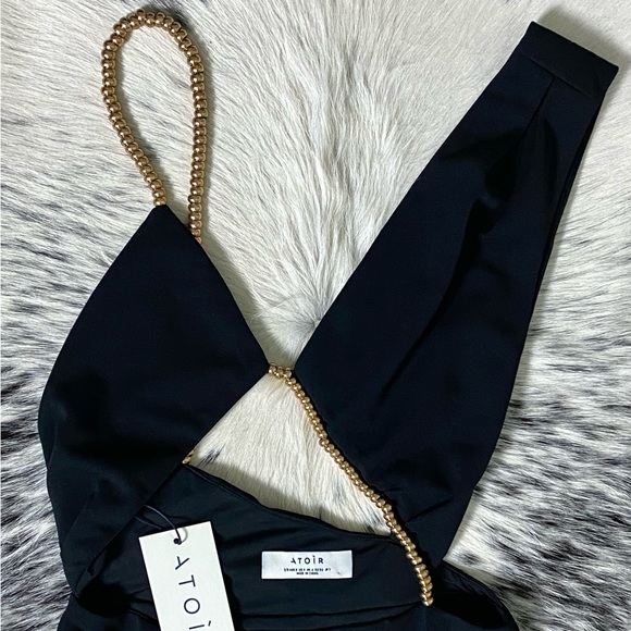 ATOIR V-NECK BEAD STRAP BODYSUIT, BLACK SZ US/4 NWT! - Picture 2 of 8